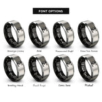 font options for inside engraving on black & silver sigma rings