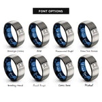font options for inside engraving on black & blue & silver signal flag rings
