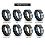 font options for inside engraving on black & blue & grey signal flag rings