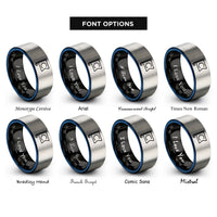 font options for inside engraving on black & blue & grey signal flag rings