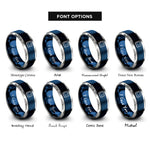 font options for inside engraving on blue & silver signal flag rope rings