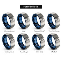 font options for inside engraving on blue & silver signal generator rings