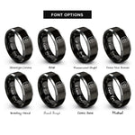 font options for inside engraving on black & silver signal mirror rings