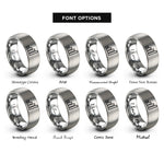 font options for inside engraving on gray signal strength bars rings