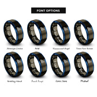 font options for inside engraving on gunmetal & blue signal strength bars rings