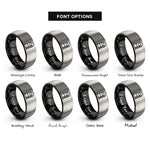 font options for inside engraving on black & silver silo rings