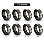 font options for inside engraving on black & silver silo rings