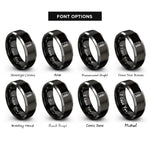 font options for inside engraving on black & silver silo rings