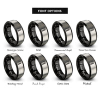 font options for inside engraving on black & gray silo rings