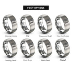 font options for inside engraving on silver silo rings
