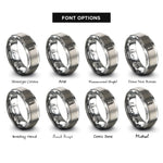 font options for inside engraving on gray silo rings