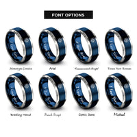 font options for inside engraving on blue & silver silver ag rings