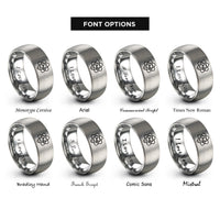 font options for inside engraving on gray silver ag rings