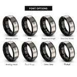 font options for inside engraving on black & grey silver rings