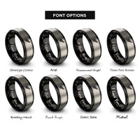 font options for inside engraving on black & silver silver fern rings