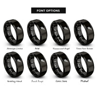 font options for inside engraving on black silver fern rings
