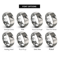 font options for inside engraving on grey silver fern rings