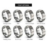 font options for inside engraving on silver silver luna rings