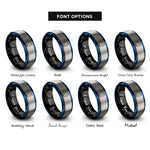 font options for inside engraving on black & blue & gray silver moon metal rings