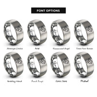 font options for inside engraving on silver silverstone rings