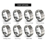 font options for inside engraving on grey simple compass icon rings