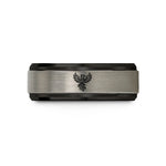 engraved ring for her – black & gray tungsten phoenix wedding band