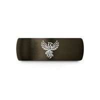 women's simple wedding band – gunmetal & black tungsten phoenix wedding band