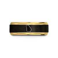 engraved ring for her – black & gold tungsten georgia wedding band