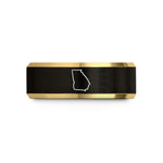 unisex wedding band – black & gold tungsten georgia wedding band