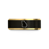 unisex wedding band – black & gold tungsten georgia wedding band