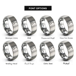 font options for inside engraving on silver simple pendulum rings