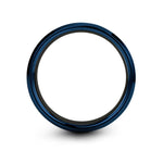 comfort fit wedding band – bird on branch engraving on black & blue & grey tungsten wedding band