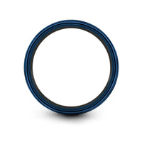 couples matching wedding bands – bird on branch engraving on black & blue & gray tungsten wedding band