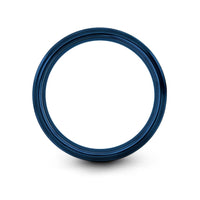 women's simple wedding band – bird on branch engraving on blue & silver tungsten wedding band