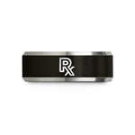tungsten ring her band – black & silver tungsten rx symbol wedding band