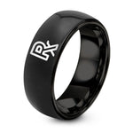 Simple Wedding Band Women – black tungsten rx symbol ring