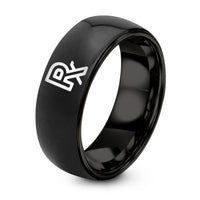 Simple Wedding Band Women – black tungsten rx symbol ring