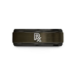 wedding band thin her – gunmetal & black tungsten rx symbol wedding band