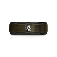 wedding band thin her – gunmetal & black tungsten rx symbol wedding band