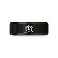 simple gold wedding rings – black tungsten crosses hill wedding band