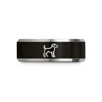 tungsten band for couples – black & silver tungsten dog silhouette wedding band