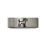 comfort fit wedding rings – gold & grey tungsten dog silhouette wedding band