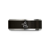 comfort fit ring her – black & grey tungsten firefighter carry wedding band