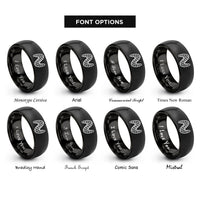 font options for inside engraving on black sinewave mesh rings