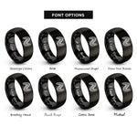 font options for inside engraving on black sinewave mesh rings