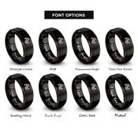 font options for inside engraving on black sinewave mesh rings