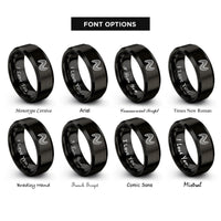 font options for inside engraving on black sinewave mesh rings