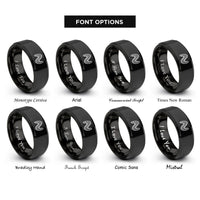 font options for inside engraving on black sinewave mesh rings