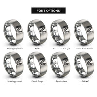 font options for inside engraving on grey sinewave mesh rings