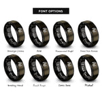 font options for inside engraving on gunmetal & black sinewave mesh rings